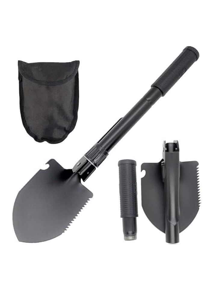 erorex Multifunctional Folding Shovel, Camping Snow Shovel Car Digging Shovel with Compass Storage Bag for Survival, Camping, Trekking, Gardening, Car Emergency (41cm) - Image 1