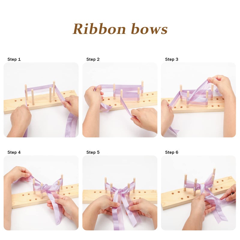 SACATR Bow Maker for Ribbon for Wreaths, Wooden Ribbon Bow Maker Tool for Christmas Bows, Hair Bows, Creating Gift Bows, Party Decorations, Corsages, Various Crafts(with Instructions) - Image 5