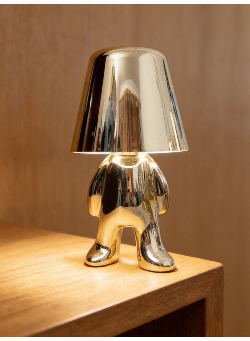 Little Golden Man Night Light, Cordless LED Table Lamp with Touch Sensor, 3-Level Dimming & Rechargeable Battery, Creative Decorative Desk Light for Home Office, Bedroom, Living Room, Unique Gift for Friends - Image 1