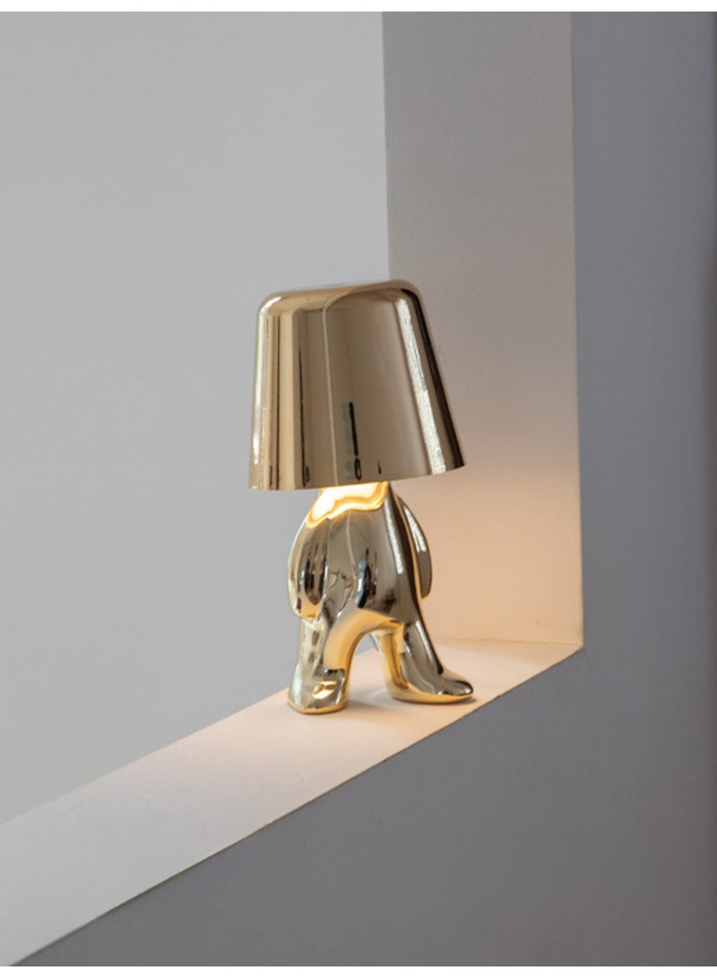 Little Golden Man Night Light, Cordless LED Table Lamp with Touch Sensor, 3-Level Dimming & Rechargeable Battery, Creative Decorative Desk Light for Home Office, Bedroom, Living Room, Unique Gift for Friends - Image 3
