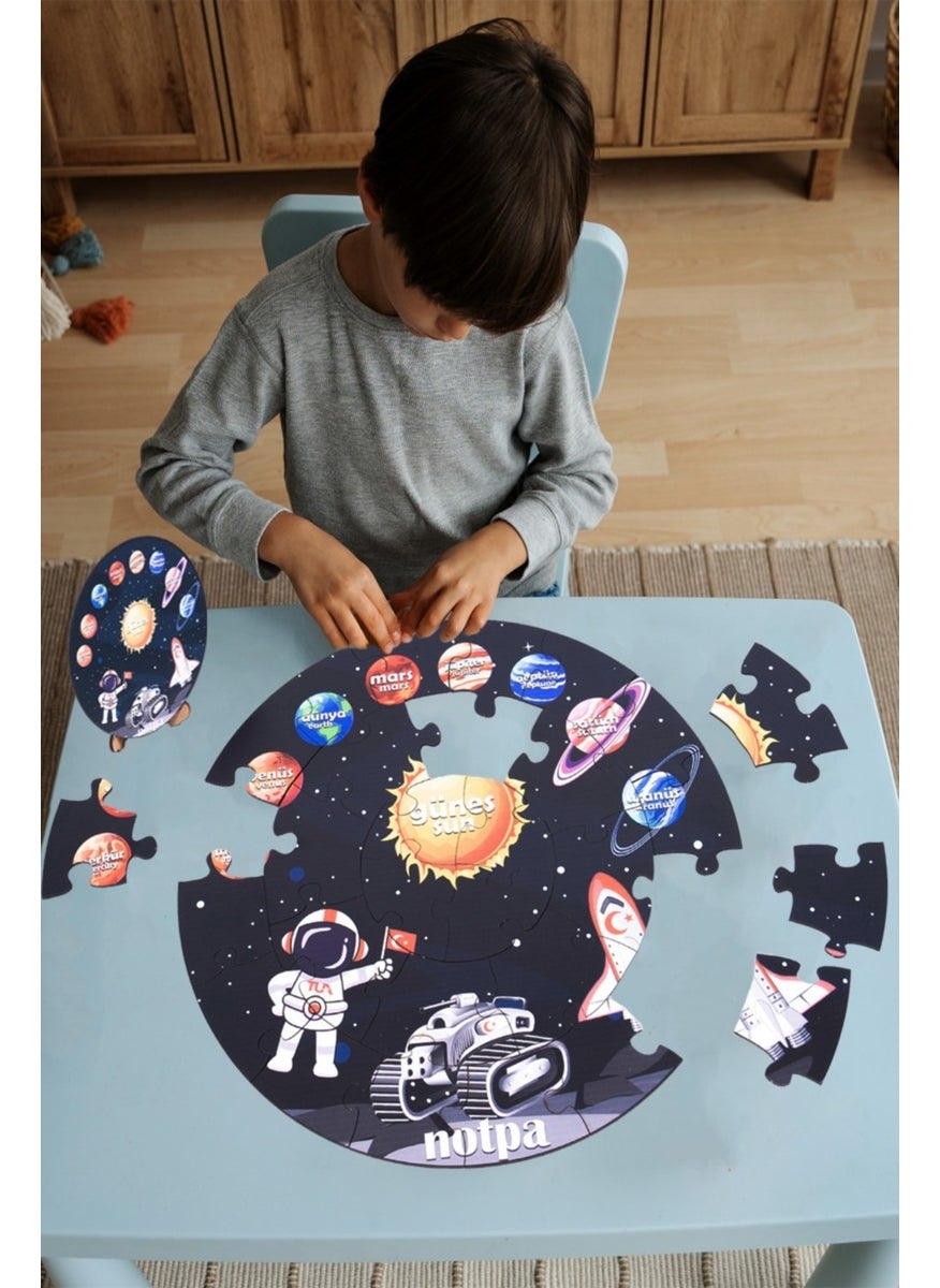 KutuTR Wooden Planet Puzzle 41CM, Mega Size Colorful Space Puzzle for Baby, Children and Preschoolers  - Image 1