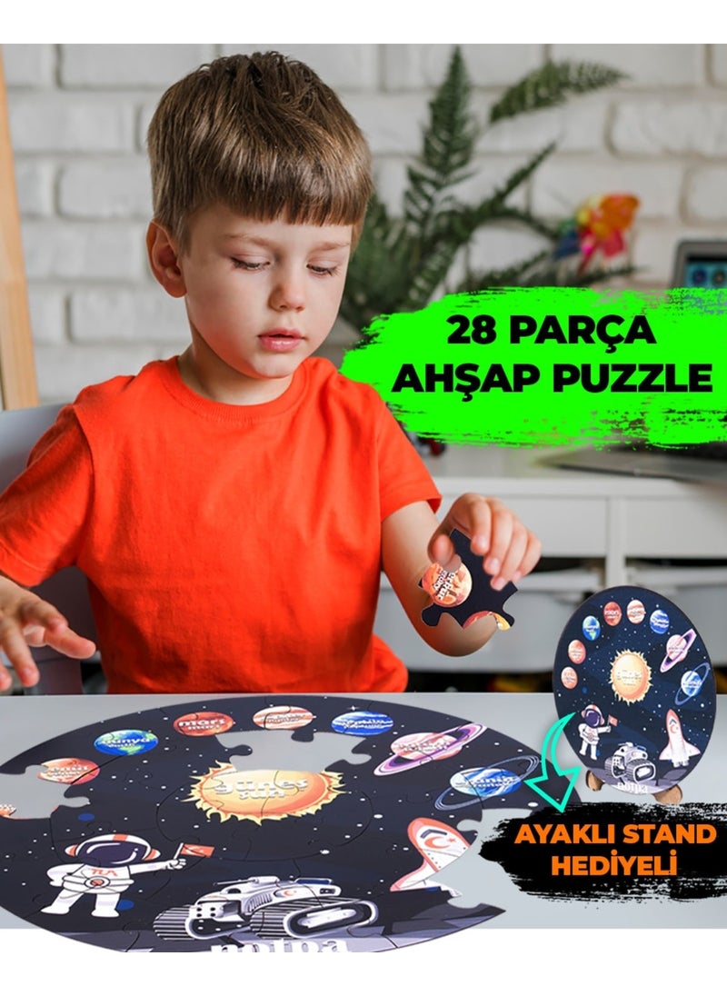 KutuTR Wooden Planet Puzzle 41CM, Mega Size Colorful Space Puzzle for Baby, Children and Preschoolers  - Image 2