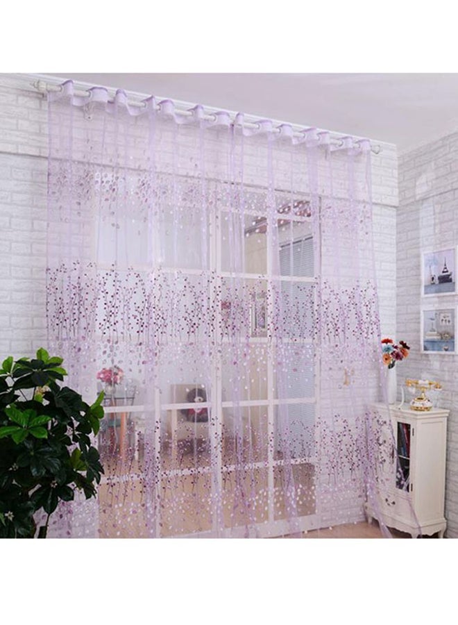 NIBEMINENT Plum Blossom Window Screens Door Balcony Curtain Panel Sheer Cover Purple - Image 1