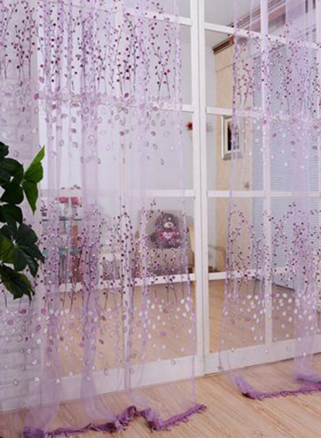 NIBEMINENT Plum Blossom Window Screens Door Balcony Curtain Panel Sheer Cover Purple - Image 2