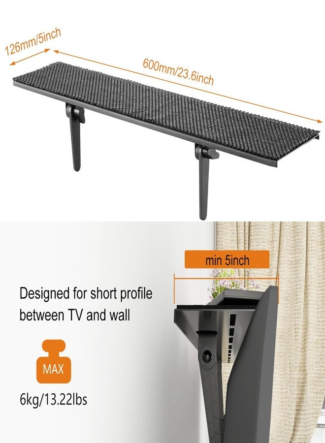 رف علوي للتلفزيون من براكوايزر بدون حفر، بعرض 24 بوصة، منصة تثبيت علوية للشاشة، تحمل مكبر صوت، وجهاز استقبال صوتي/مرئي، وجهاز وسائط، وجهاز ألعاب، وغيرها. - Image 3