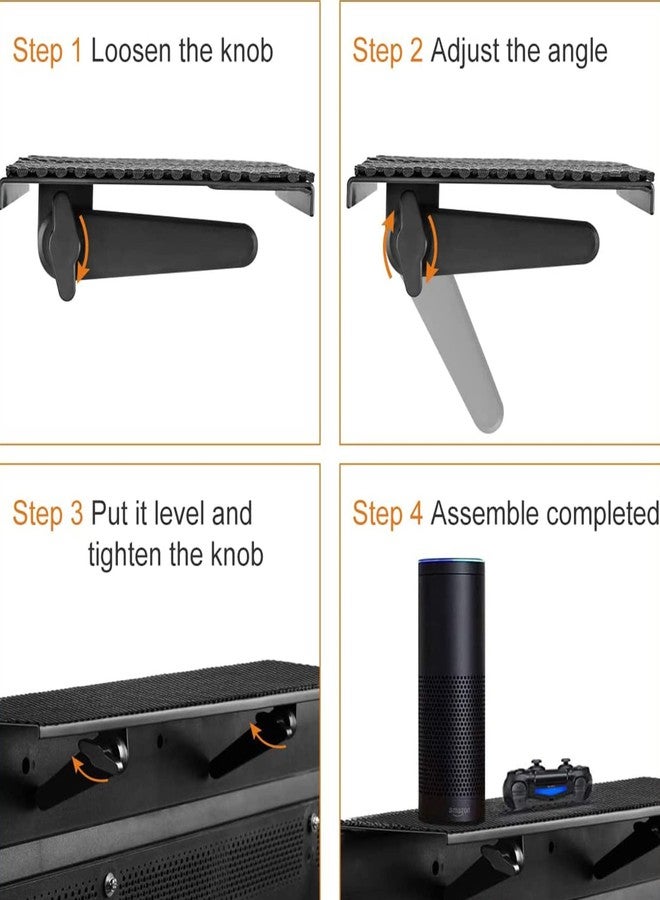 رف علوي للتلفزيون من براكوايزر بدون حفر، بعرض 24 بوصة، منصة تثبيت علوية للشاشة، تحمل مكبر صوت، وجهاز استقبال صوتي/مرئي، وجهاز وسائط، وجهاز ألعاب، وغيرها. - Image 5