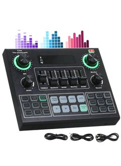 Houmt Houmt V9 Live Sound Card Audio Interface Intelligent Sound Card for Singing Live Broadcasting/Recording Voice and Music Compatible with Computer and SmartPhone Volume Adjustable Mixer Hosting Speech  - Image 1