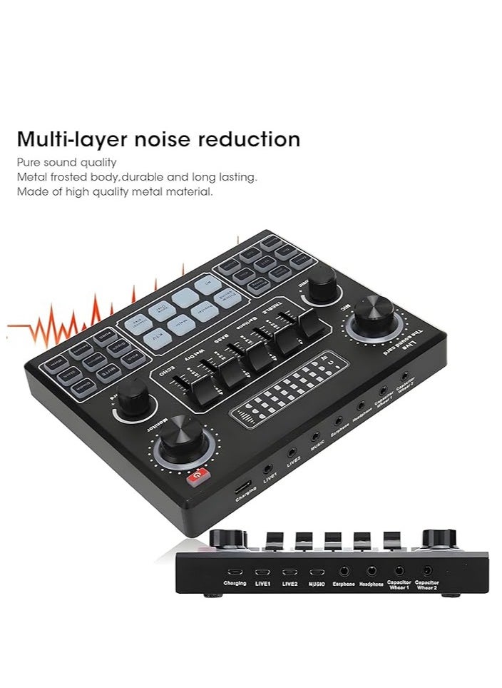 Houmt - Houmt V9 Live Sound Card Audio Interface Intelligent Sound Card for Singing Live Broadcasting/Recording Voice and Music Compatible with Computer and SmartPhone Volume Adjustable Mixer Hosting Speech - Image 1