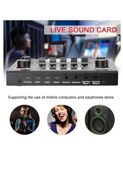 Houmt Houmt V9 Live Sound Card Audio Interface Intelligent Sound Card for Singing Live Broadcasting/Recording Voice and Music Compatible with Computer and SmartPhone Volume Adjustable Mixer Hosting Speech  - Image 4
