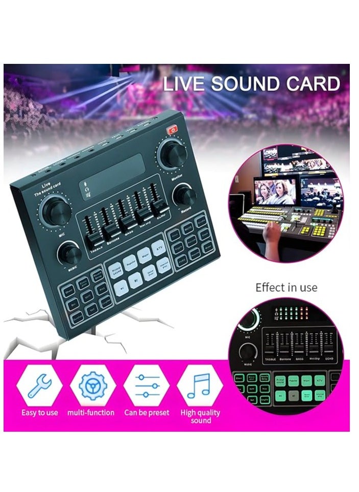 Houmt - Houmt V9 Live Sound Card Audio Interface Intelligent Sound Card for Singing Live Broadcasting/Recording Voice and Music Compatible with Computer and SmartPhone Volume Adjustable Mixer Hosting Speech - Image 1