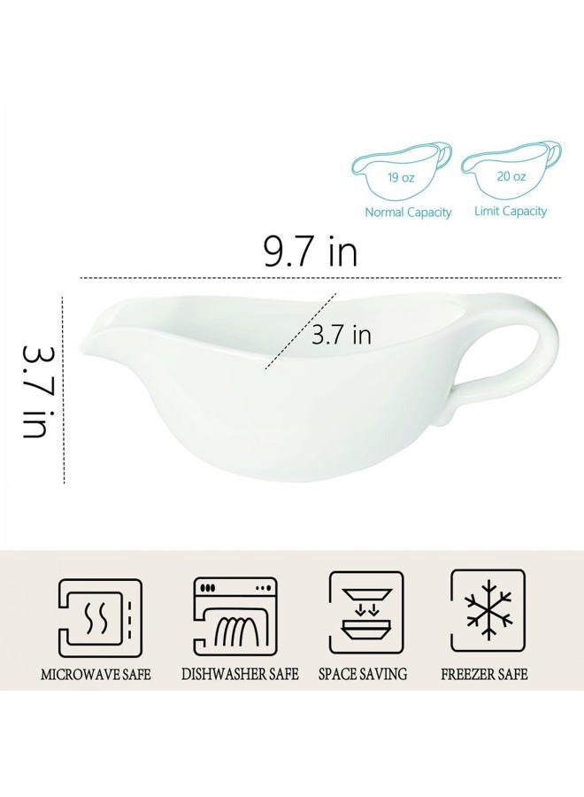 Qlans 20 OZ Gravy Boat - White Meat Sauce Boat With Spoon - Perfect for Gravy, Sauces and Syrups, Salad Dressings, Creamer, Broth, and More Server - Image 3