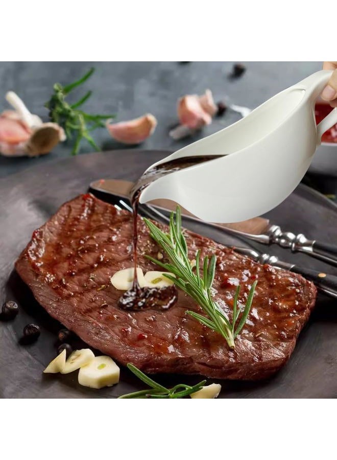 Qlans 20 OZ Gravy Boat - White Meat Sauce Boat With Spoon - Perfect for Gravy, Sauces and Syrups, Salad Dressings, Creamer, Broth, and More Server - Image 2