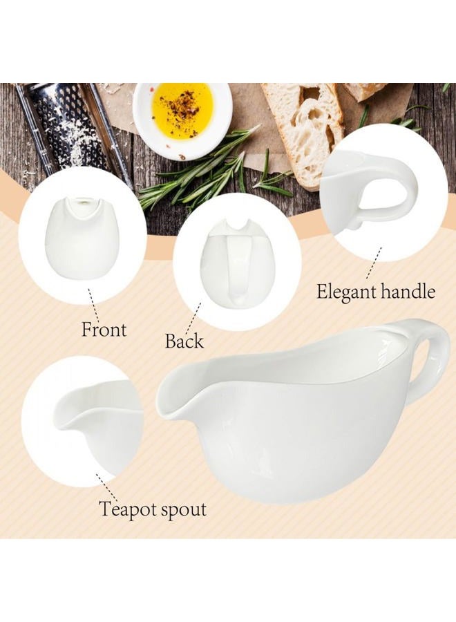 Qlans 20 OZ Gravy Boat - White Meat Sauce Boat With Spoon - Perfect for Gravy, Sauces and Syrups, Salad Dressings, Creamer, Broth, and More Server - Image 4
