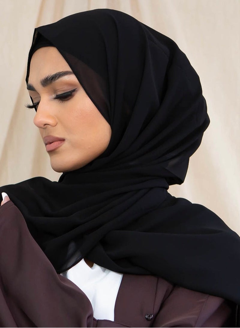 Sky cashmere Premium Chiffon Dujalil Hijab Made in Indonesia Black - Image 2