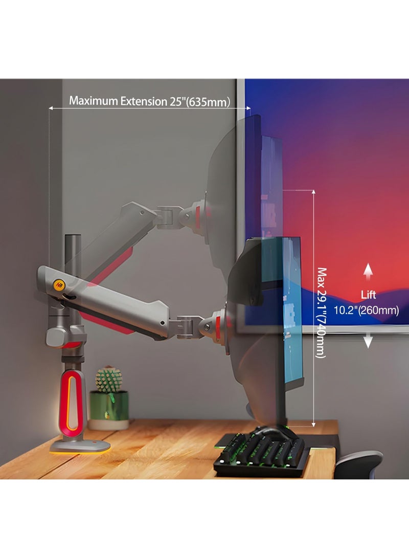 NB NORTH BAYOU Extra Height Gaming Monitor Arm – Fits 32 to 60 Inch Screens – Heavy Duty, Long Extension – Multi-Angle Adjustable with RGB Light – VESA 75/100 – Premium Aluminum Build - Image 5