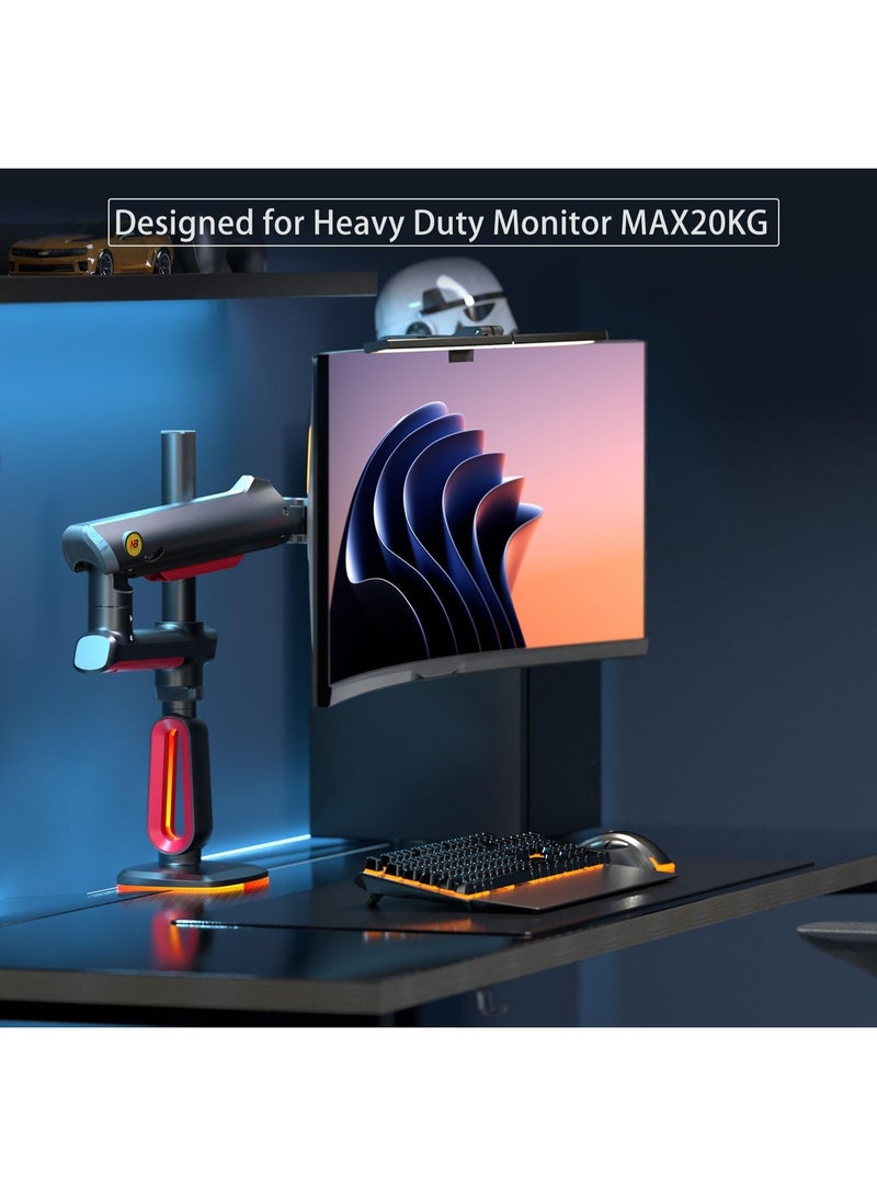 NB NORTH BAYOU Extra Height Gaming Monitor Arm – Fits 32 to 60 Inch Screens – Heavy Duty, Long Extension – Multi-Angle Adjustable with RGB Light – VESA 75/100 – Premium Aluminum Build - Image 2