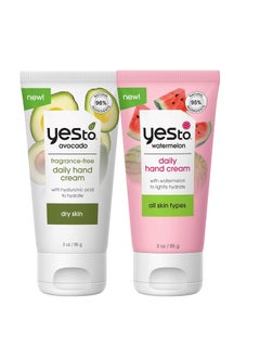 Yes To Yes To Watermelon  Avocado Hand Cream Variety Pack Moisturizing  FastAbsorbing Combats Signs Of Aging Keeps Hands Soft And Smooth With Antioxidants Natural Vegan  Cruelty Free 3 Oz 2Pack 