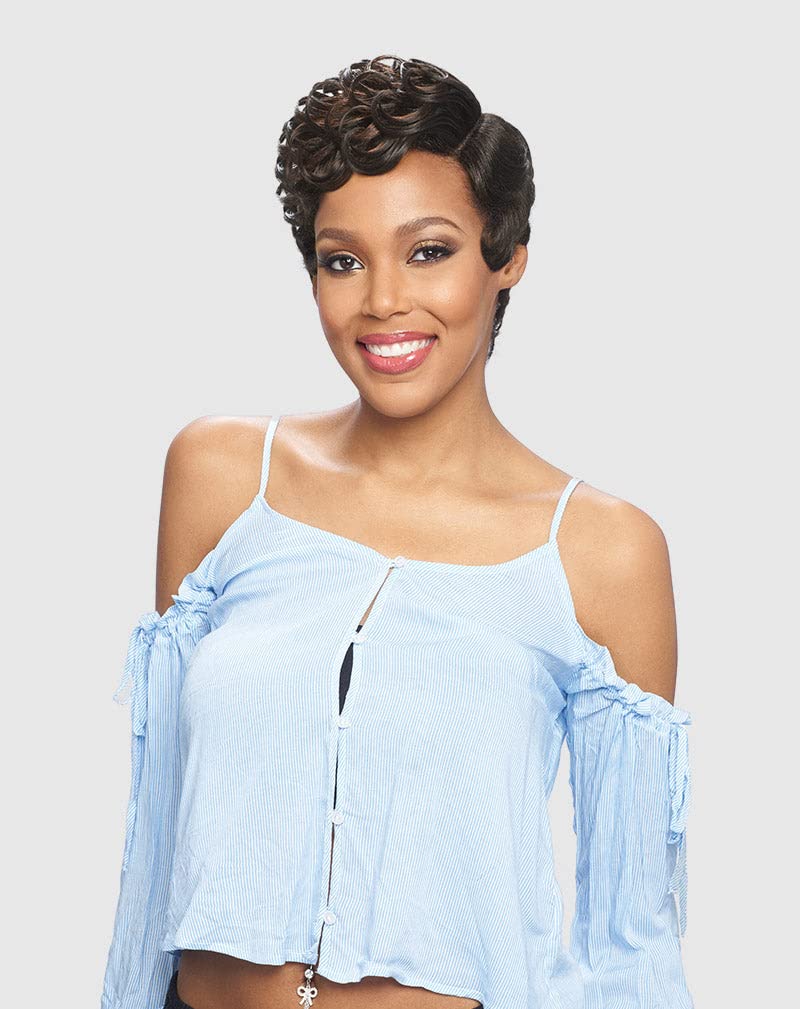 VANESSA Party Lace 6 inch Deep Reverse J-part Short Length Wavy Style Heat Wave Synthetic Fashion Wig - DRJ JESLI (4N274) - Image 1
