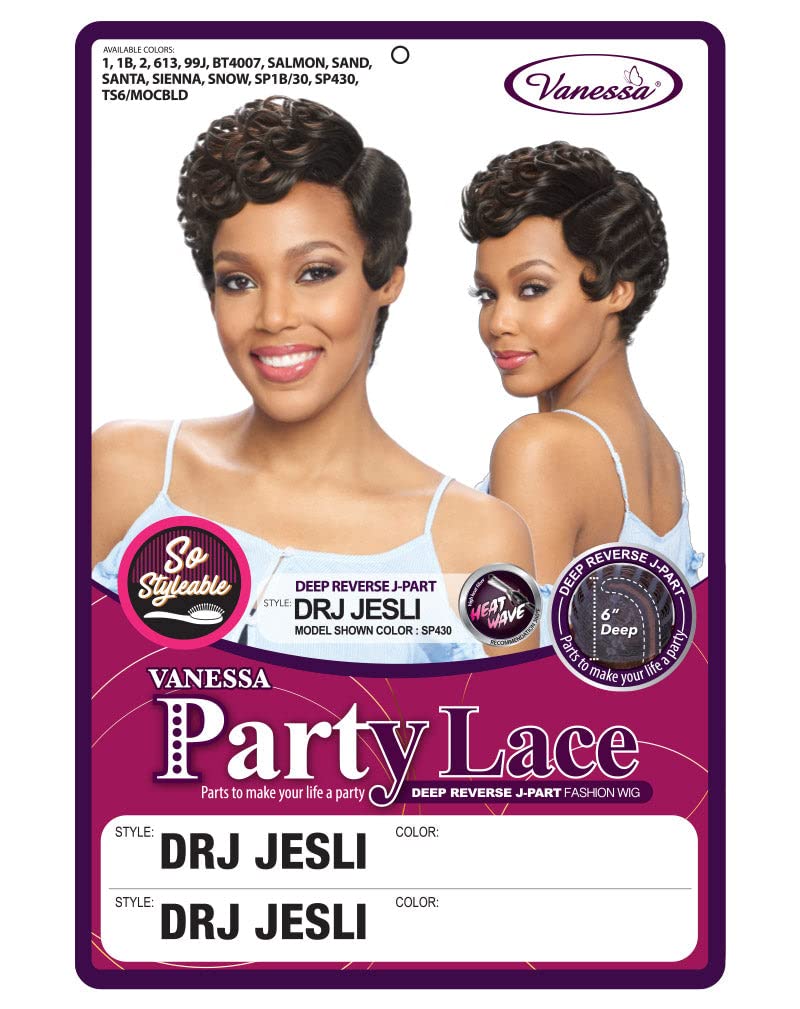 VANESSA Party Lace 6 inch Deep Reverse J-part Short Length Wavy Style Heat Wave Synthetic Fashion Wig - DRJ JESLI (4N274) - Image 5