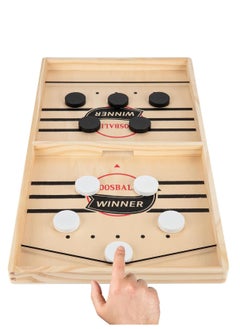 Exciting Fast Sling Puck Game large from MUMS PLANET,Crash Bash Board Game,Table Top Hockey Game,Football Slingshot Game,Wooden Hockey Game,Rapid Sling Table Battle Speed String...