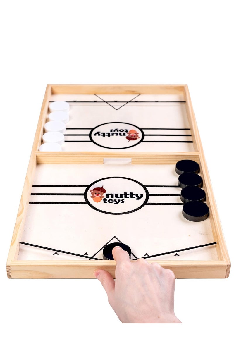 Wooden Russian Table (Fling Puck Game) - Fast Finger Hockey Game - Fun Board Game for Family & Friends - A Challenge of Speed & Accuracy  - Image 1
