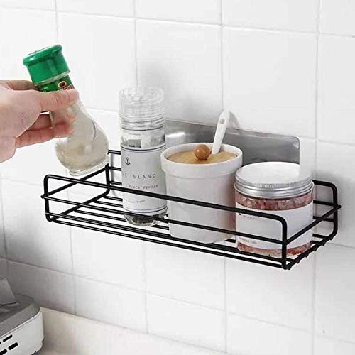 Kavid Multipurpose Stainless Steel Powder Coated Storage Organizer Rack with Strong Magic Sticker (Black) - Image 5