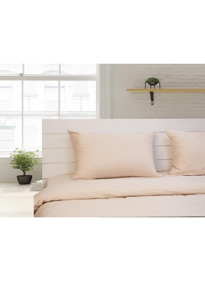 Hotel Linen Klub Hotel Linen Klub Queen Duvet Cover - 1 Piece, Luxurious 100% Cotton Sateen with 250 Thread Count, Stylish Classic Stripe Pattern with Button Closure, Size: 245 x 245 cm, Elegant Ivory Aesthetic  - Image 2