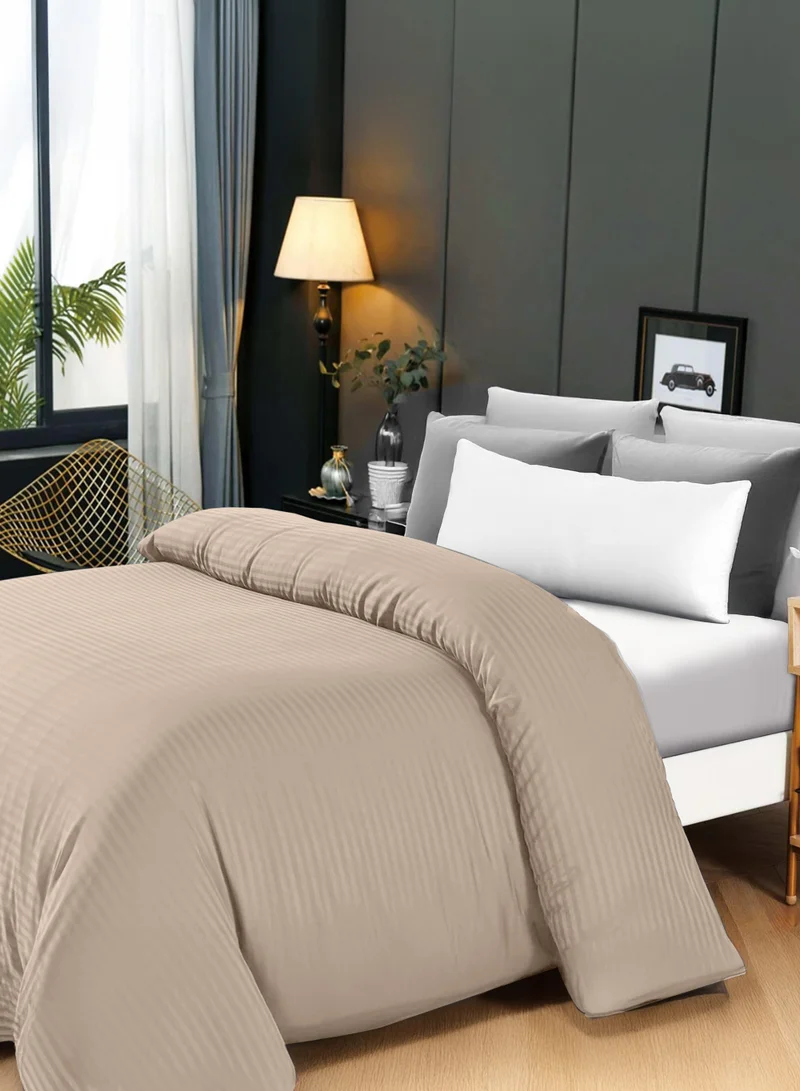 Hotel Linen Klub Hotel Linen Klub Queen Duvet Cover - 1 Piece, Luxurious 100% Cotton Sateen with 250 Thread Count, Stylish Classic Stripe Pattern with Button Closure, Size: 245 x 245 cm, Elegant Ivory Aesthetic