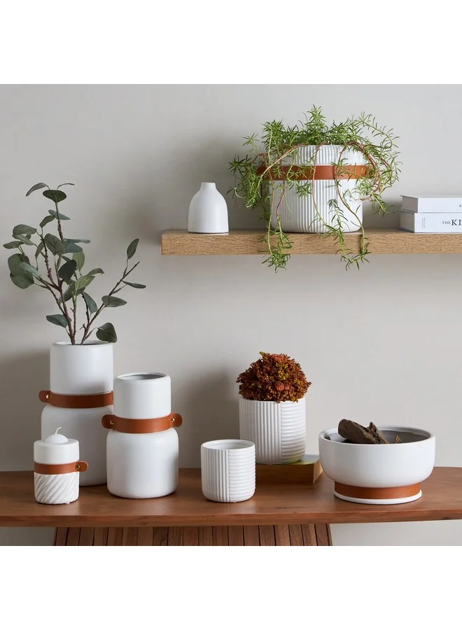 Home Box Tilden Ceramic Vase with PU Band 17 x 17 x 29 cm
