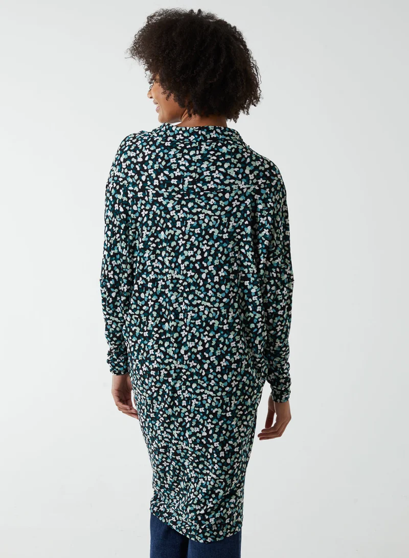 Blue Vanilla Draped Dip Hem Long Top