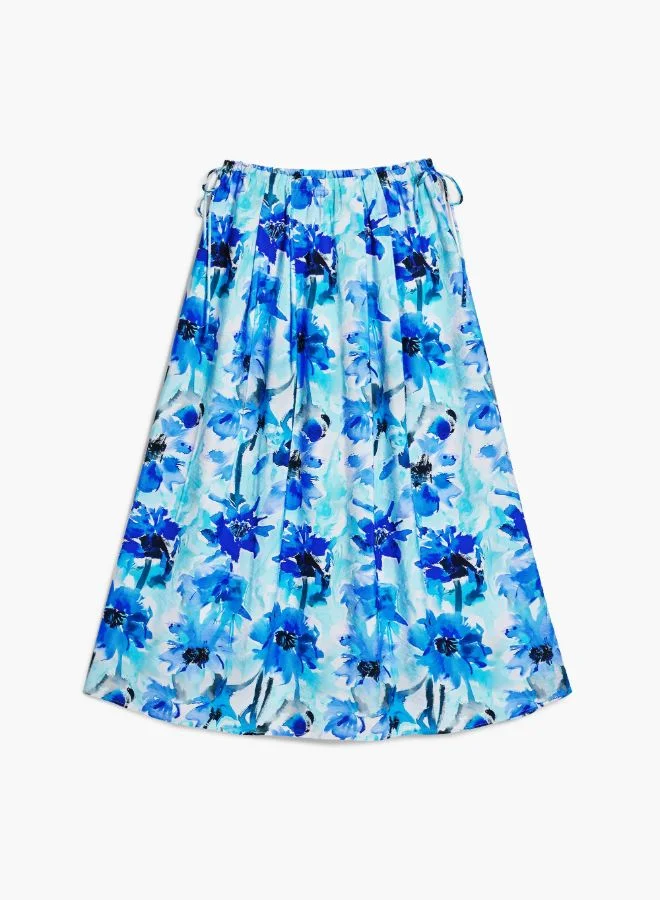 DESIGUAL Blue Floral A-Line Midi Skirt for Women | Best Price UAE