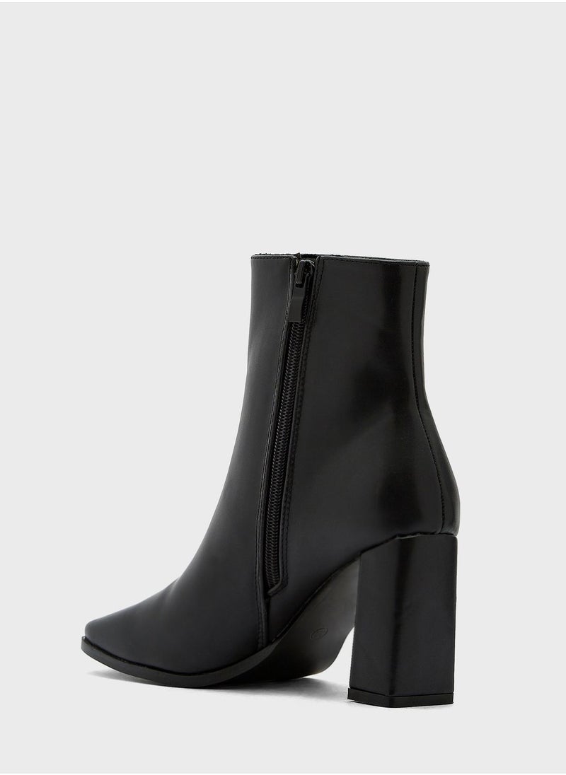 ELLA - Pointed Slim Block Heel Boot - Image 1