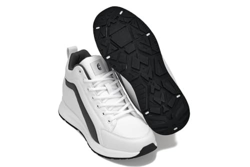 CALTO Men's Invisible Height Increasing Elevator Shoes - White Fashion Mid Top Basketball Sneakers - 3.2 Inches Taller - S23305- Size 9 D(M) US - Image 5