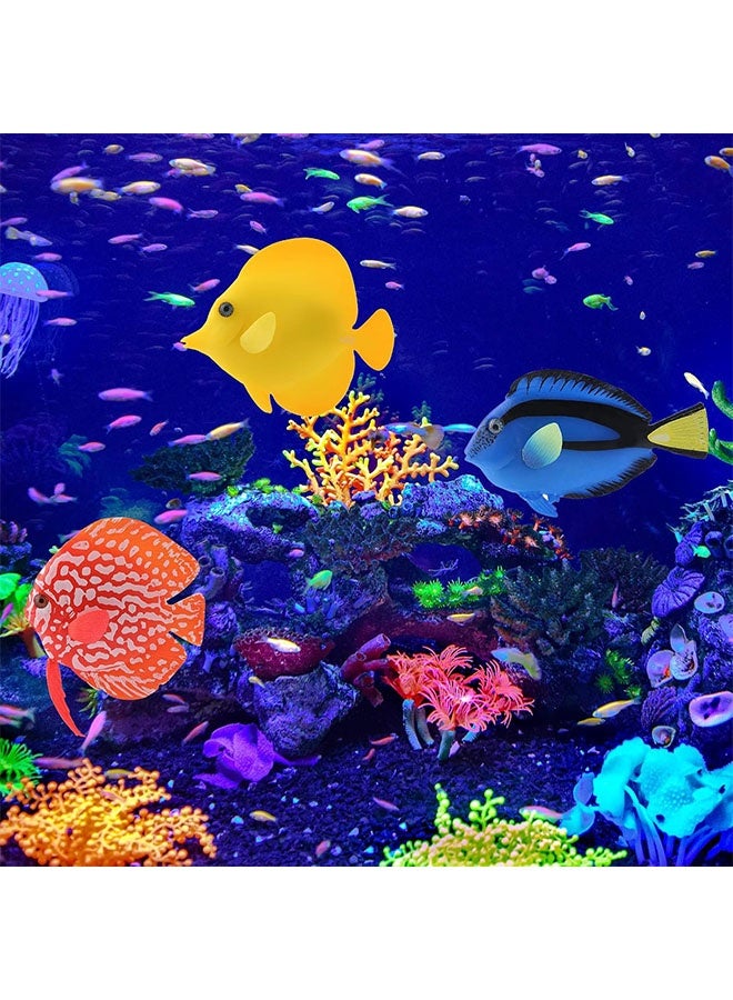 Realfrog 3PCS Artificial Aquarium Silicone Floating Glowing Clownfish Set, Underwater Saltwater Decor Ornaments for Fish Tank, Colorful Simulation Animal Decoration for Bowl,Swimming Fish Toy,Glowing Bath Toy - Image 2