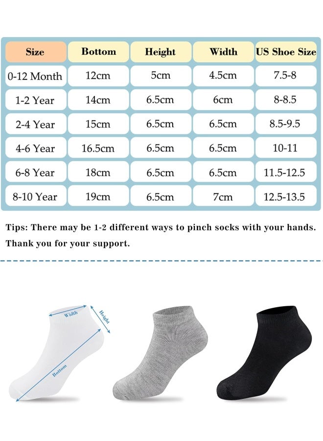 Duufin 25 Pairs Kids Ankle Socks Black White Gray Low Cut Half Cushion Socks Low Rise Ankle Sock for Kid Boys and Girl, 6-8X - Image 2