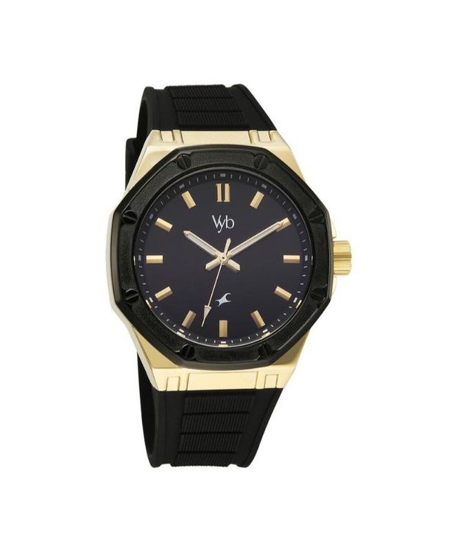 Fastrack Vyb Rebel By Titan Quartz Analog Black Dial Black Silicone Strap Watch For Men fv30008kp01w - Image 2