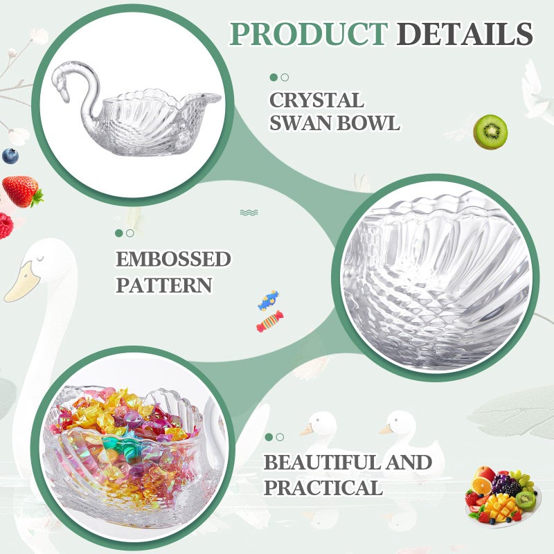 Patelai 9.84 x 5inch Crystal Swan Bowl Decorative Centerpiece Bowl for Candy Dish Flower Vase Fruits Table Decoration - Image 3