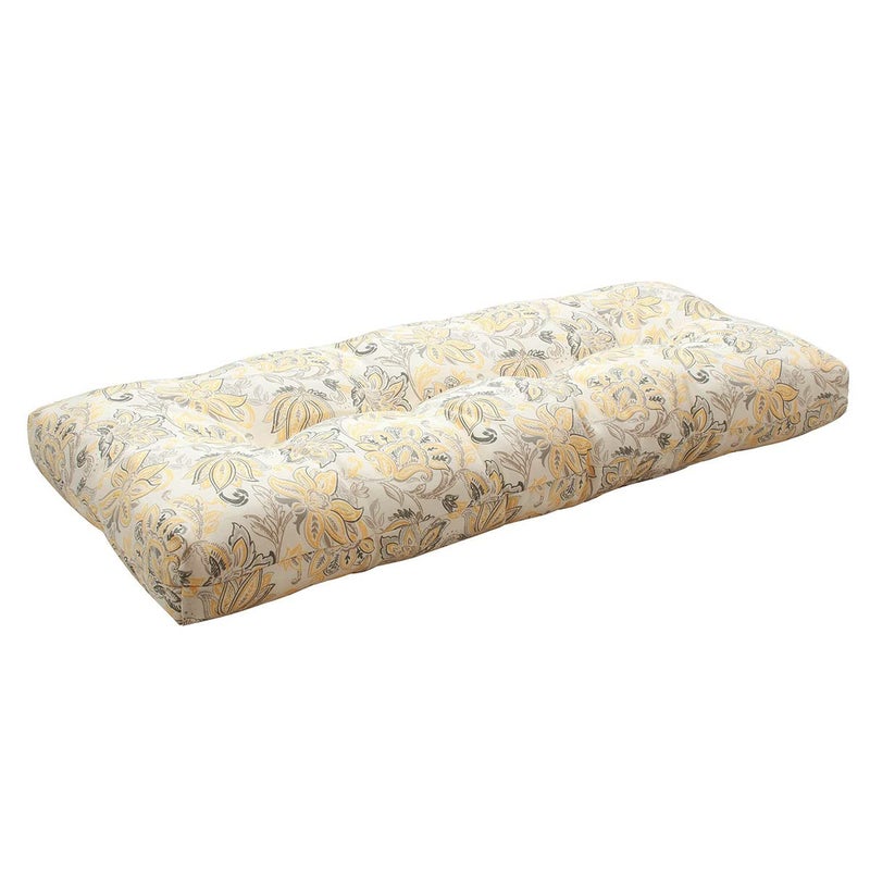 FUNHOME Outdoor Bench Cushion 45 x18 inch with NonSlip GripsWater Resistant Porch Swing CushionBench Pillow PadsFloral Tufted Cushions for Patio Garden Furniture45 Seat CushionsYellow Flower