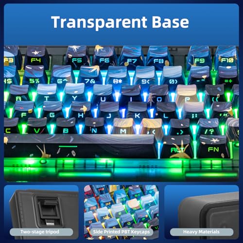 ZORNHER ZH980 Mechanical Keyboard,95% Blue Creamy Keyboard with Number Pad,Van Gogh's Starry Night Dye Sublimation PBT Keycaps,Creamy Sounding Linear Switches,Hot-Swappable,RGB Backlit - Image 4