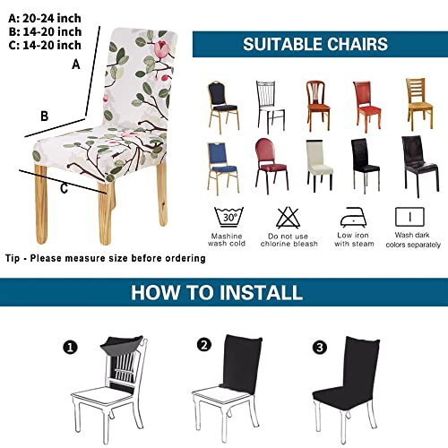 BRIDA® Polyester Spandex Stretchable Floral Geometric Printed Dining Chair Covers Elastic Chair Seat Case Protector, Slipcovers (4 Chair Cover, Black Flowers) - Image 5