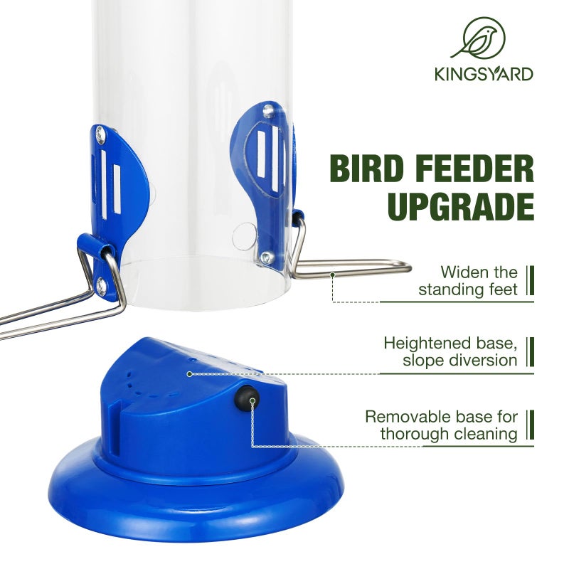 Kingsyard Upgraded Bluebird Feeder for Outdoors Hanging, Metal Mealworm Tube Bird Feeder with Widen Perch for Wild Birds, Squirrel Chew Proof, Easy to Refill & Clean(Blue) - Image 2