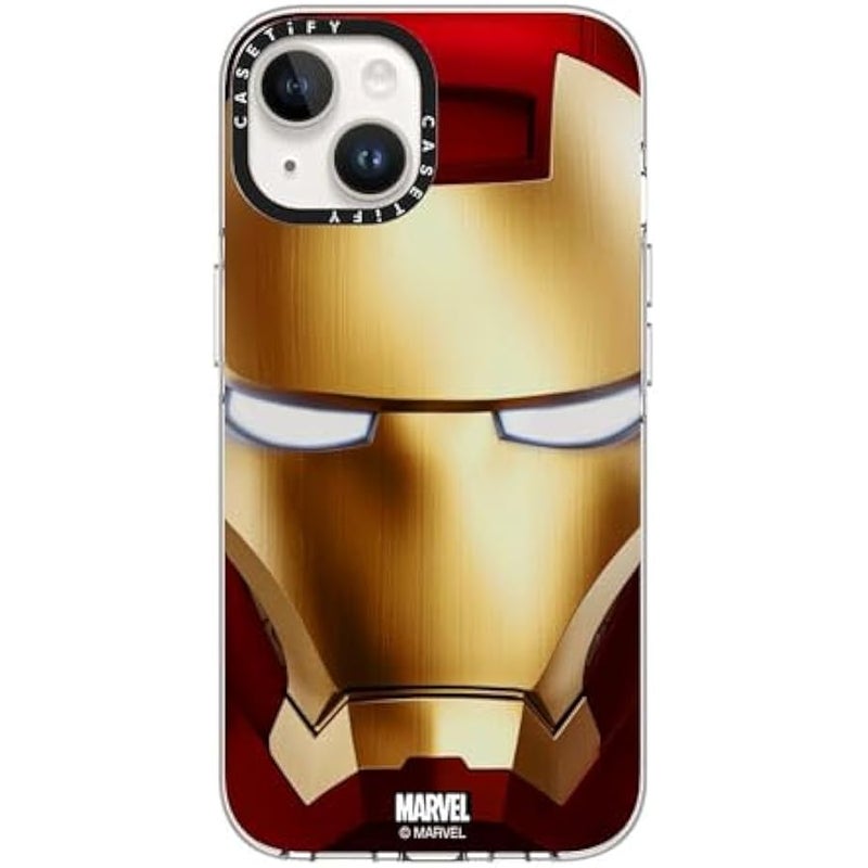 Casetify Clear iPhone 14 Case 【Iron Man Co-Lab/Not Yellowing / 6.6ft Drop Protection/Compatible with Magsafe】 - Iron Man Hero Mask - Clear - Image 1