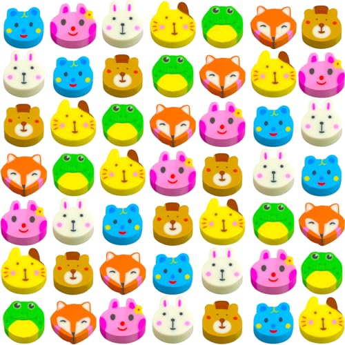 BHUCUTU 300 Pieces Mini Animal Erasers Assortment Kids Fun Tiny Novelty Pencil Bunny Erasers Bulk for Classroom Gift Rewards Party Favor Animal - Image 1