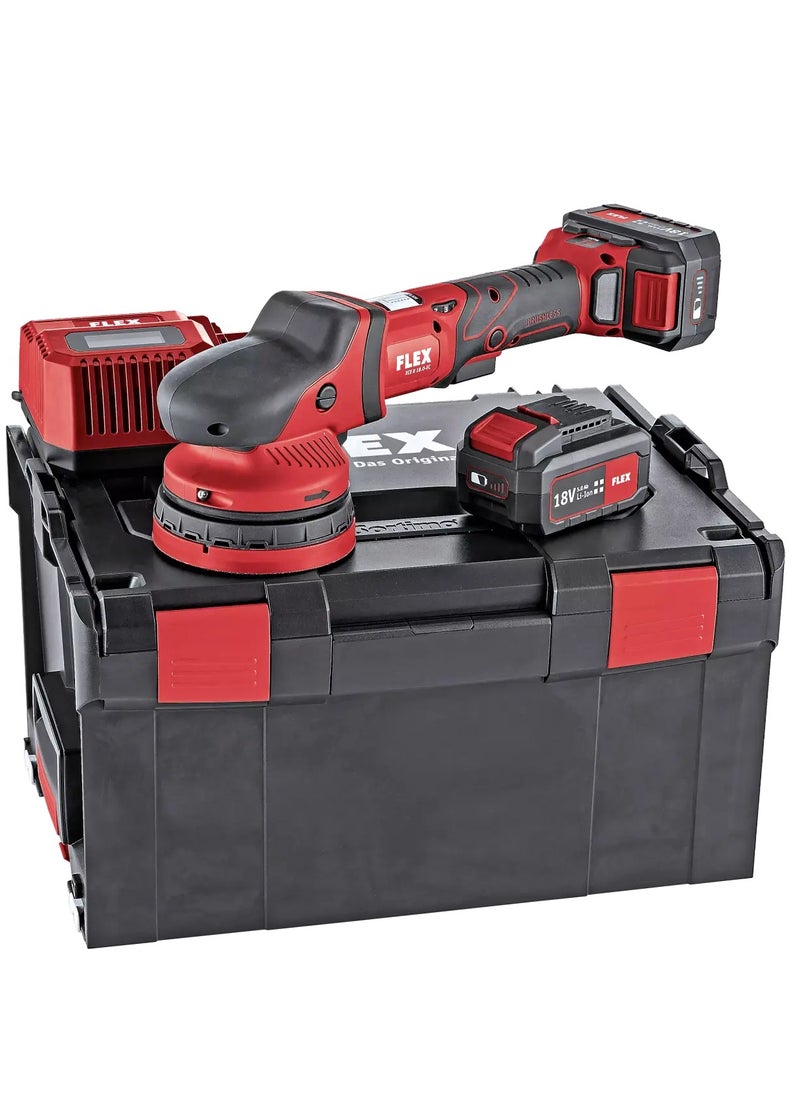 FLEX Cordless Random Orbital Polisher with Positive-Action Drive Set,18.0 V with 2×5.0 Ah Battery, Charger & Case  - Image 1