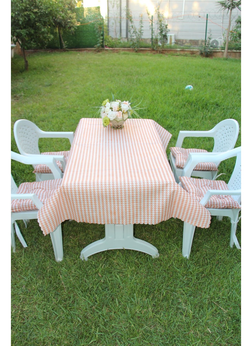 Aly Style Tablecloth 120 x 170, 4 Cushions 45 x 45CM Set Chair Laced Houndstooth Pattern (Orange Color) - pzsku/ZA08A3547C1962C534F97Z/45/_/1741272059/e3765fe0-dbc8-4860-89f8-8f67031417b9