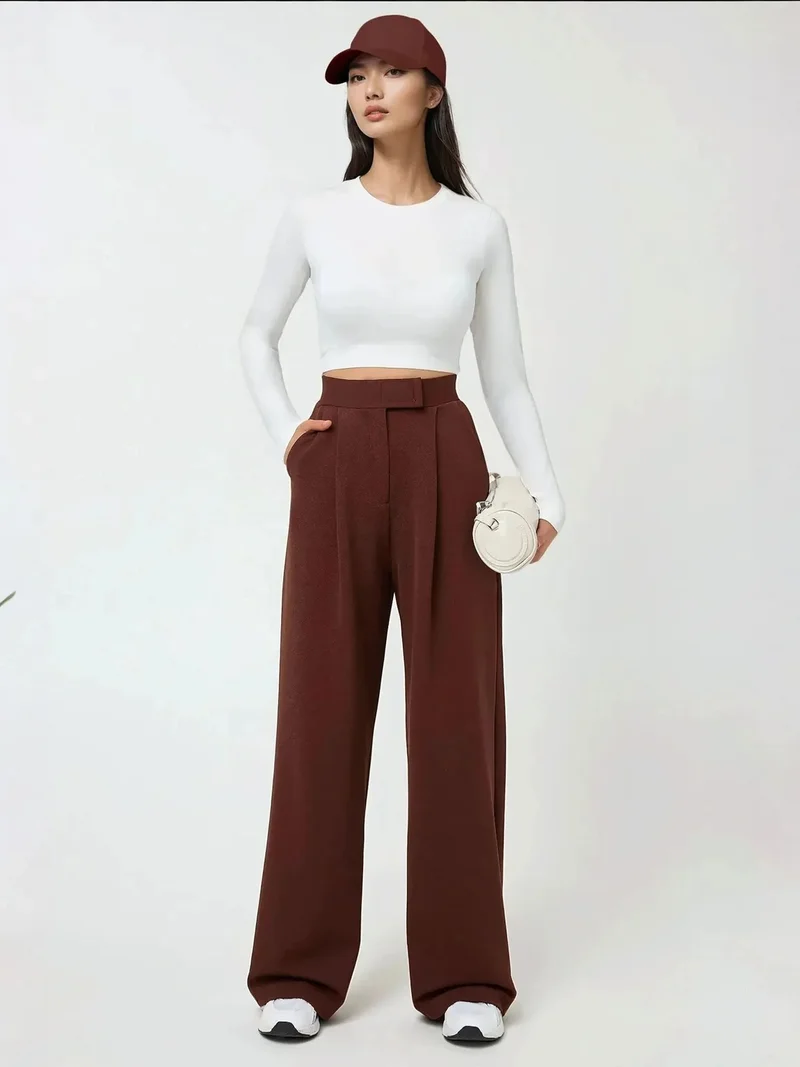 هيكاب بنطلون بالازو بخصر مرتفع وخصر مطاطي من الكريب