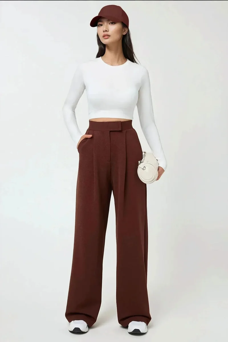 Hiccup High Waist Elastic Crepe Palazzo Pants
