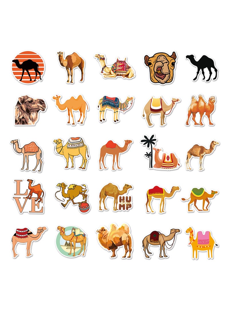 50Pcs Camel Stickers Camel Waterproof Vinyl Decals for Water Bottles Bicycle Laptop Refrigerator Luggage Computer Mobile Phone Skateboard Bike Decor