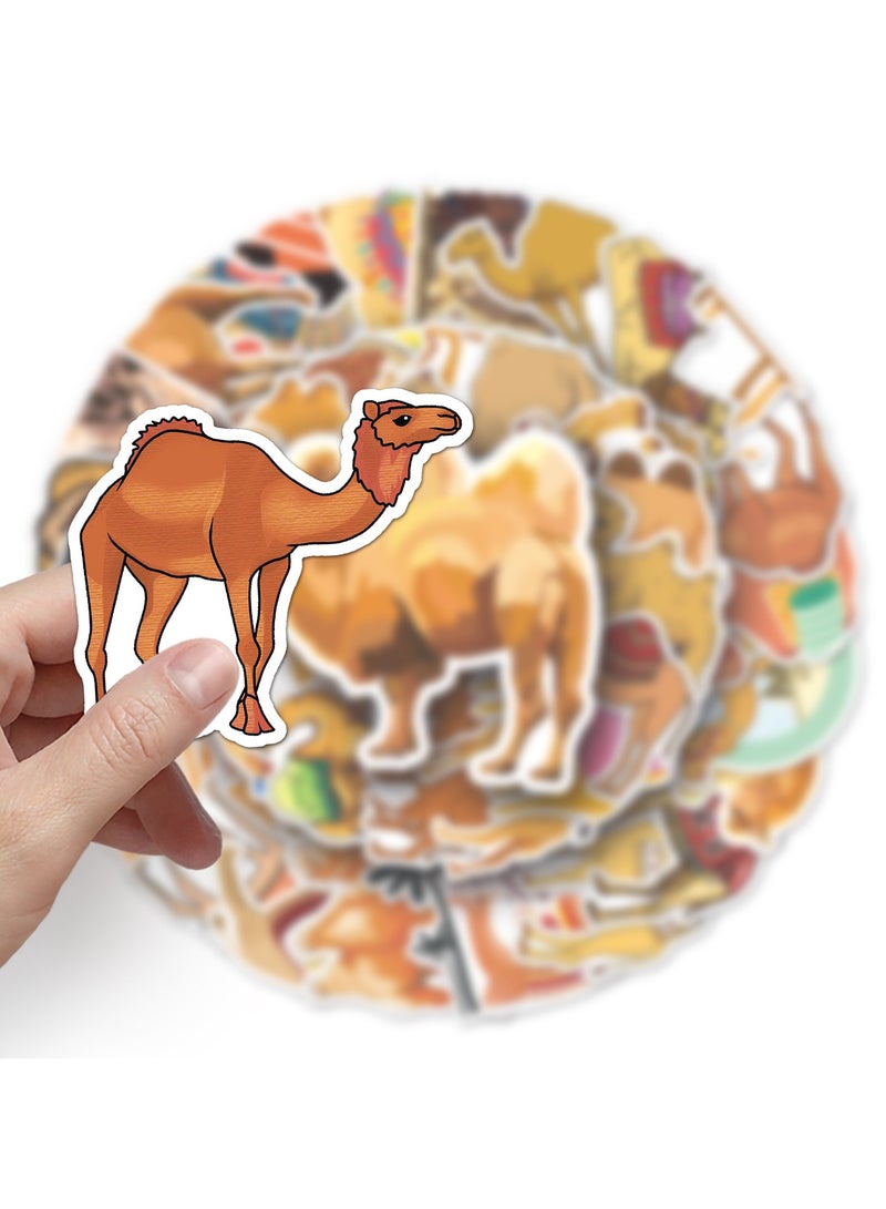 50Pcs Camel Stickers Camel Waterproof Vinyl Decals for Water Bottles Bicycle Laptop Refrigerator Luggage Computer Mobile Phone Skateboard Bike Decor