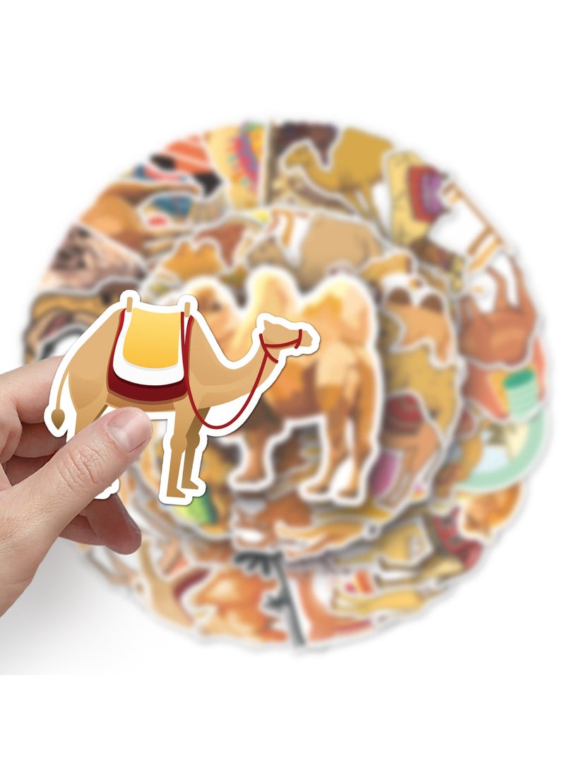 50Pcs Camel Stickers Camel Waterproof Vinyl Decals for Water Bottles Bicycle Laptop Refrigerator Luggage Computer Mobile Phone Skateboard Bike Decor